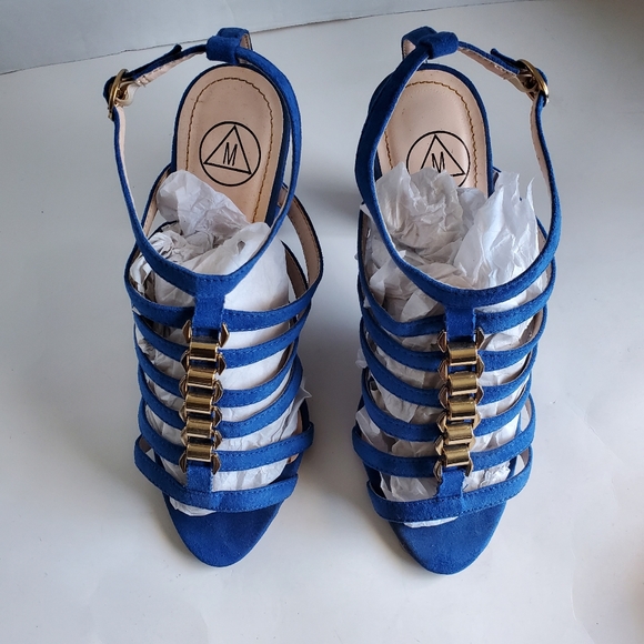 Missguided Chunky Heeled Strappy Sandals, Royal Blue, 9 - Picture 2 of 6